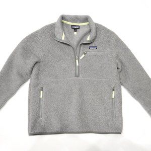Patagonia Retro Pile Marsupial Fleece Pullover Large Gray with Jellfish Yellow
